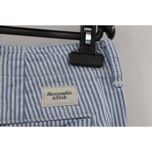 abercrombie fitch men's 30 9.5" striped white blue distressed flat front shorts - Picture 5 of 14